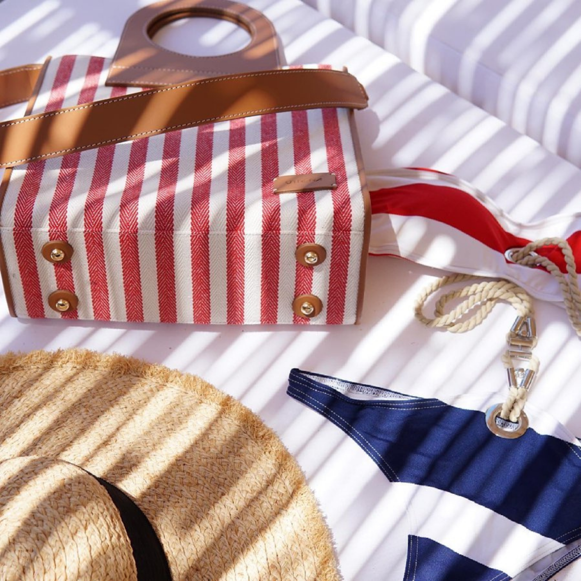 STRIPED CANVAS BAG RED