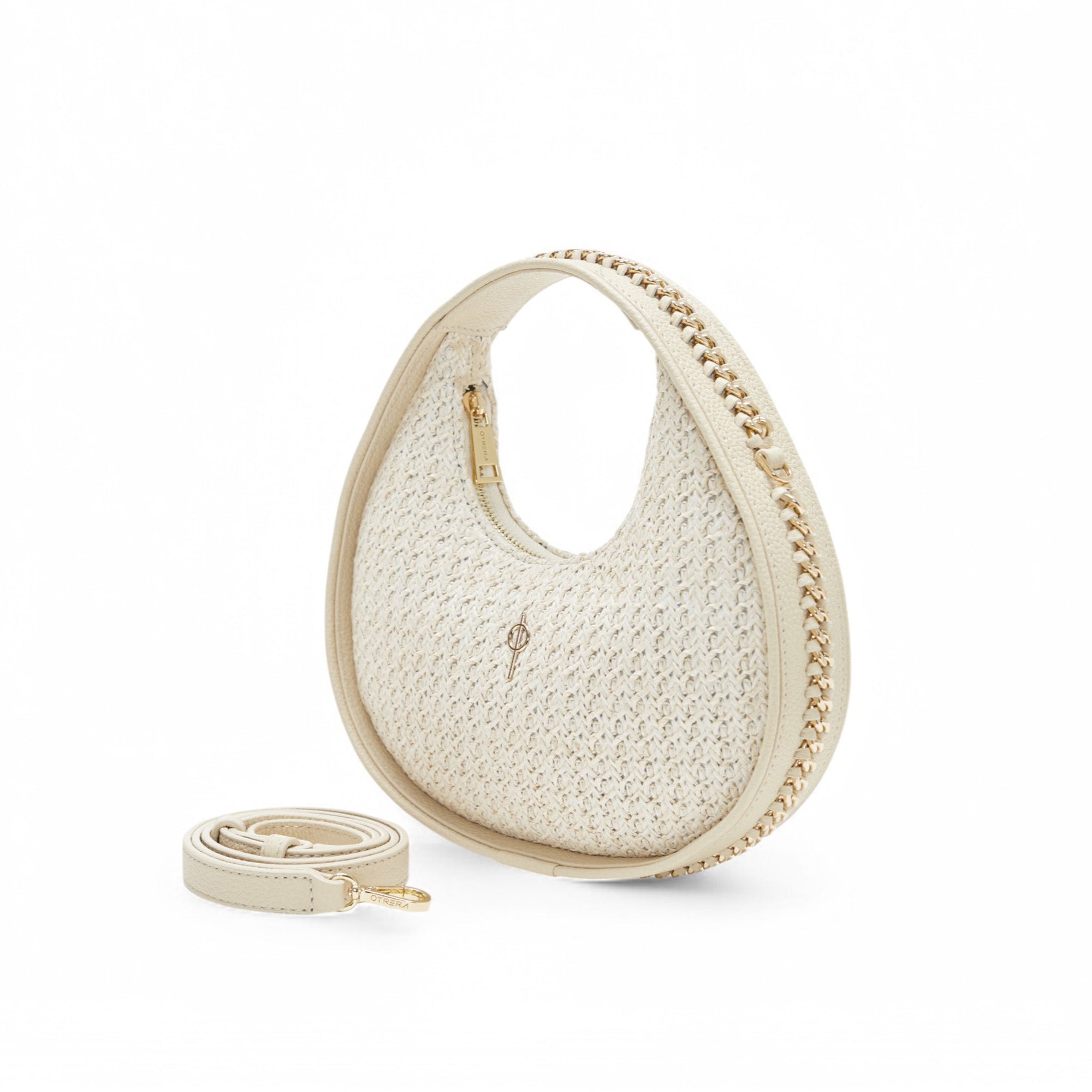 ROUND CHAIN BAG STRAW BEIGE