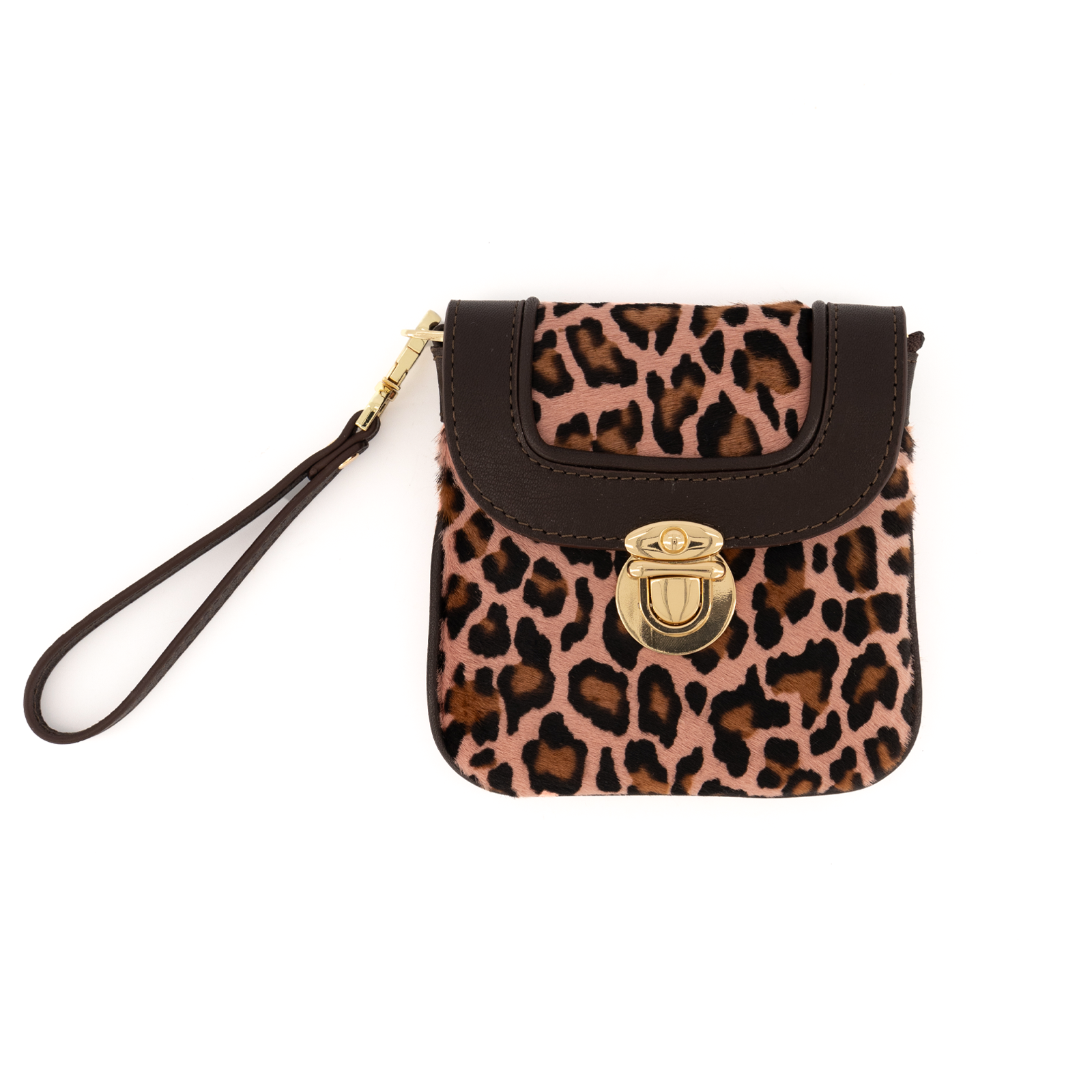 Eos Pony Leather Wallet Leopard Pınk