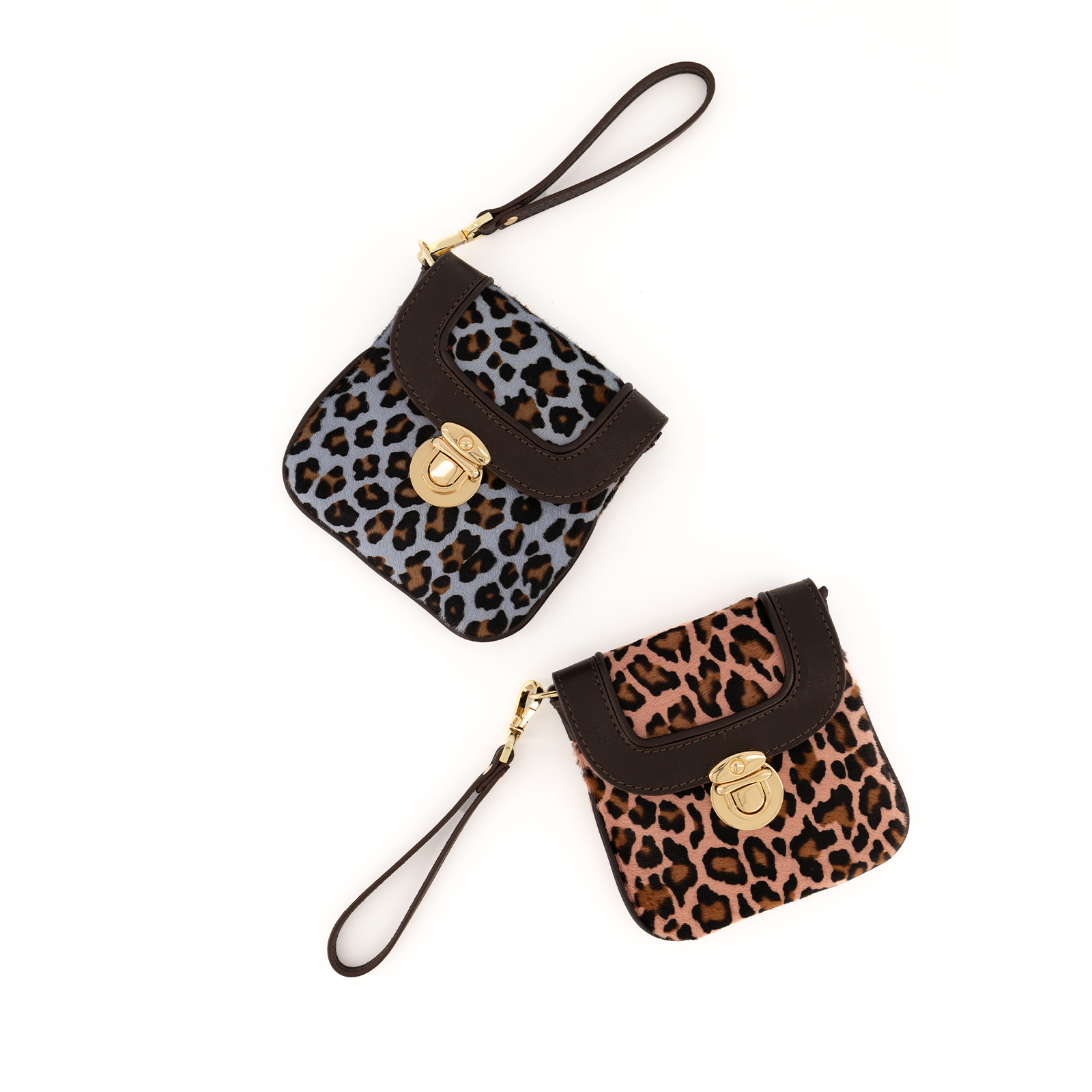 Eos Pony Leather Wallet Leopard Pınk