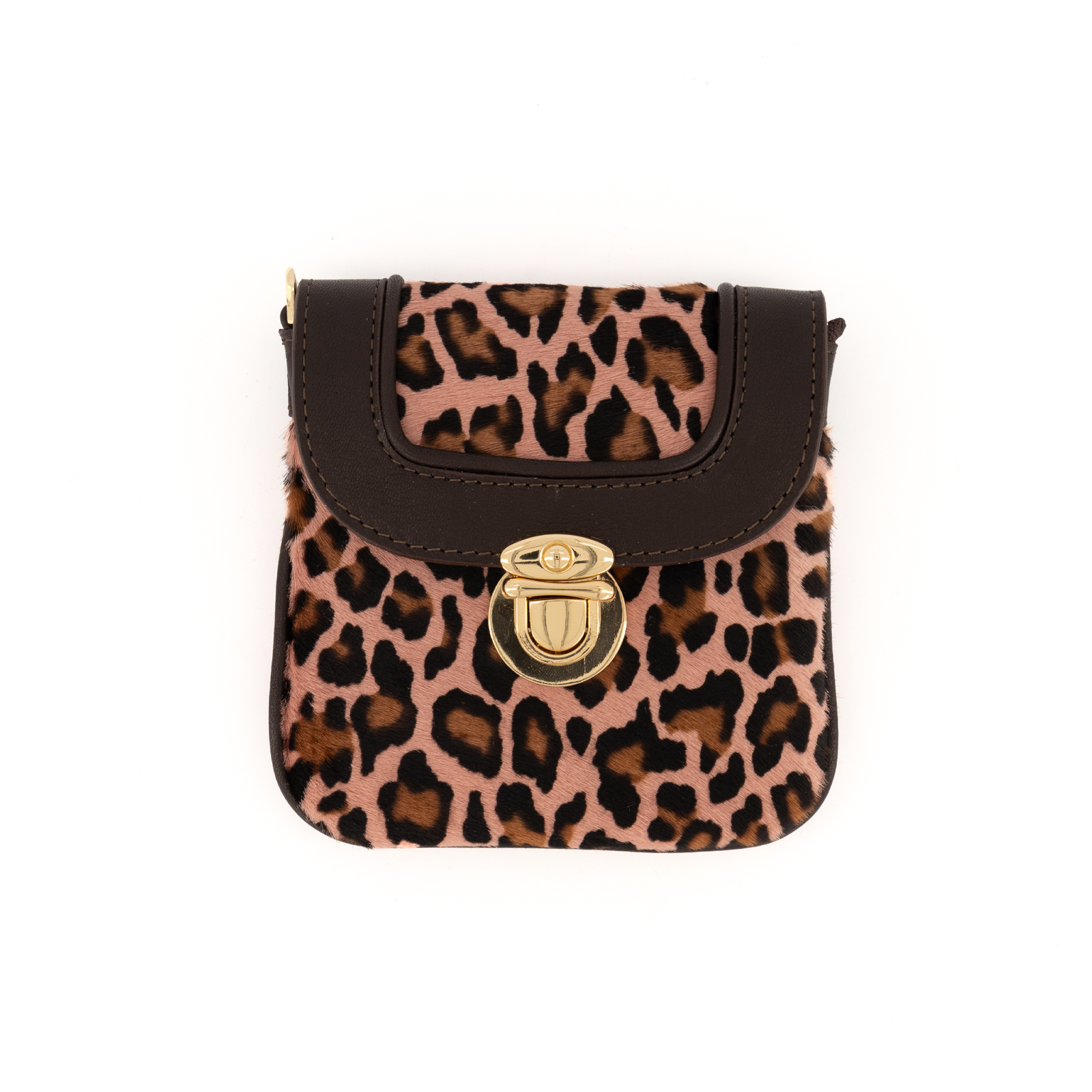 Eos Pony Leather Wallet Leopard Pınk