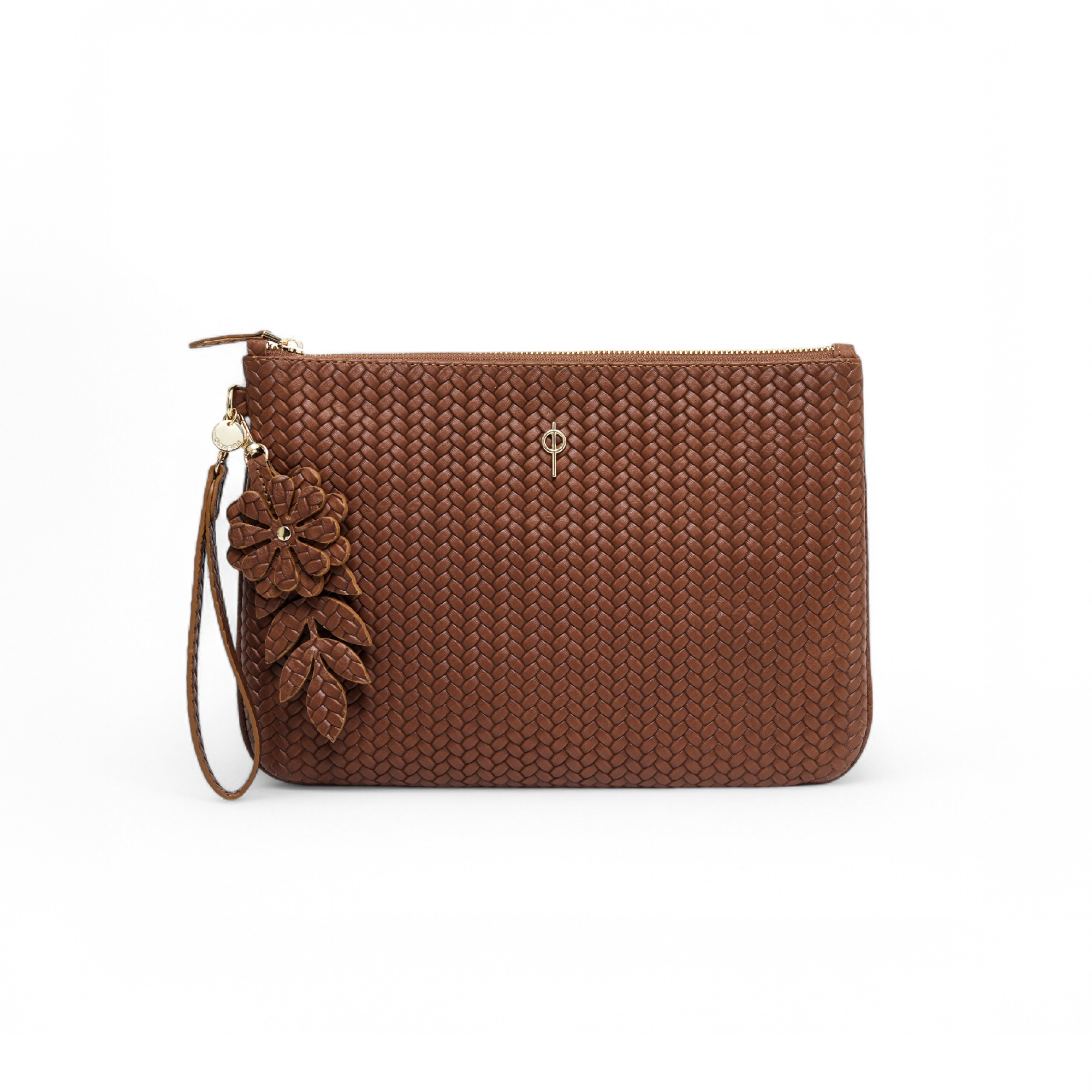 BRAIDED CLUTCH BROWN