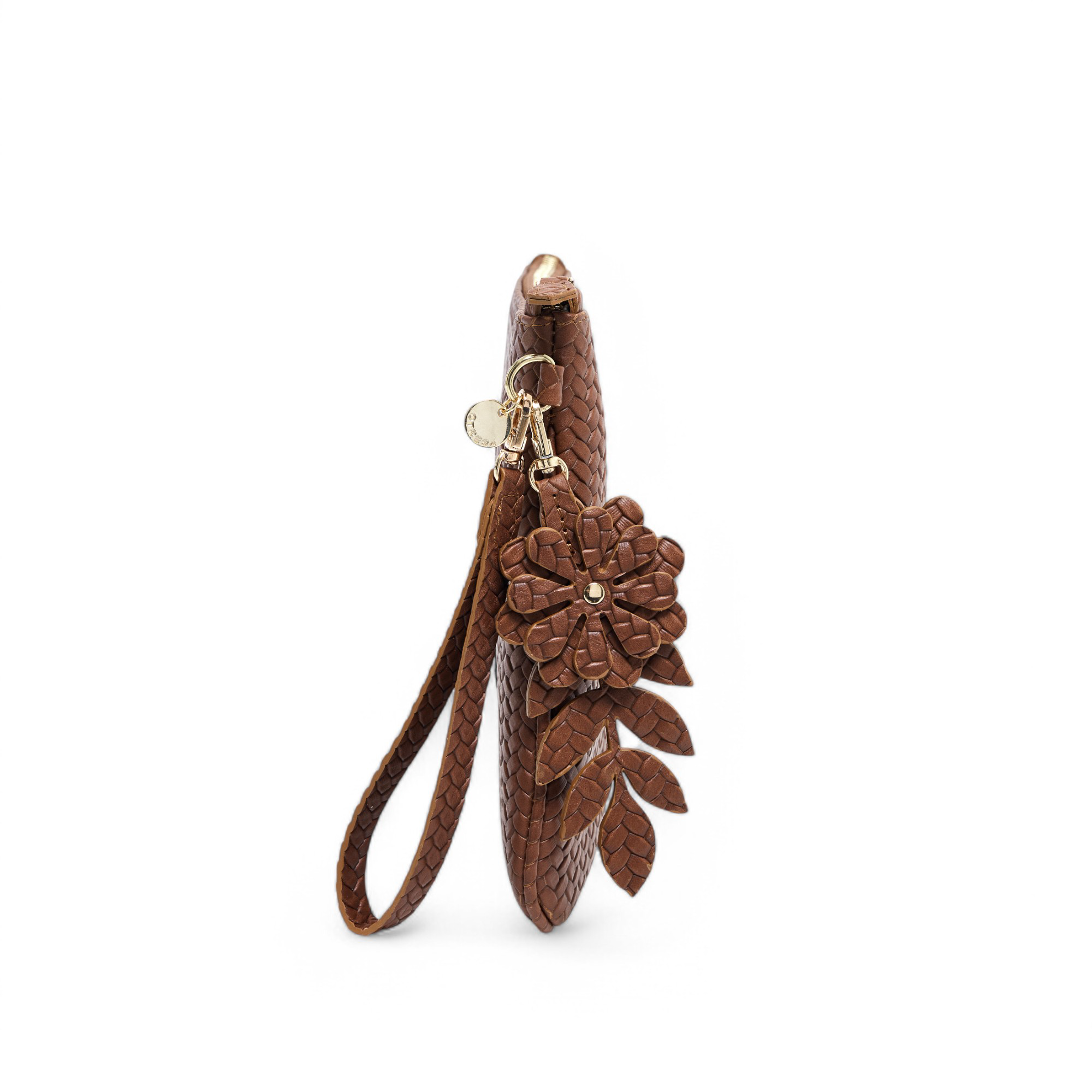 BRAIDED CLUTCH BROWN