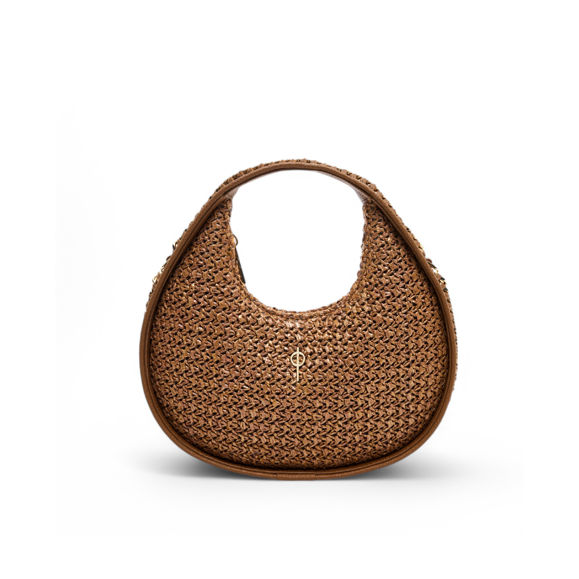 ROUND CHAIN BAG STRAW TAN