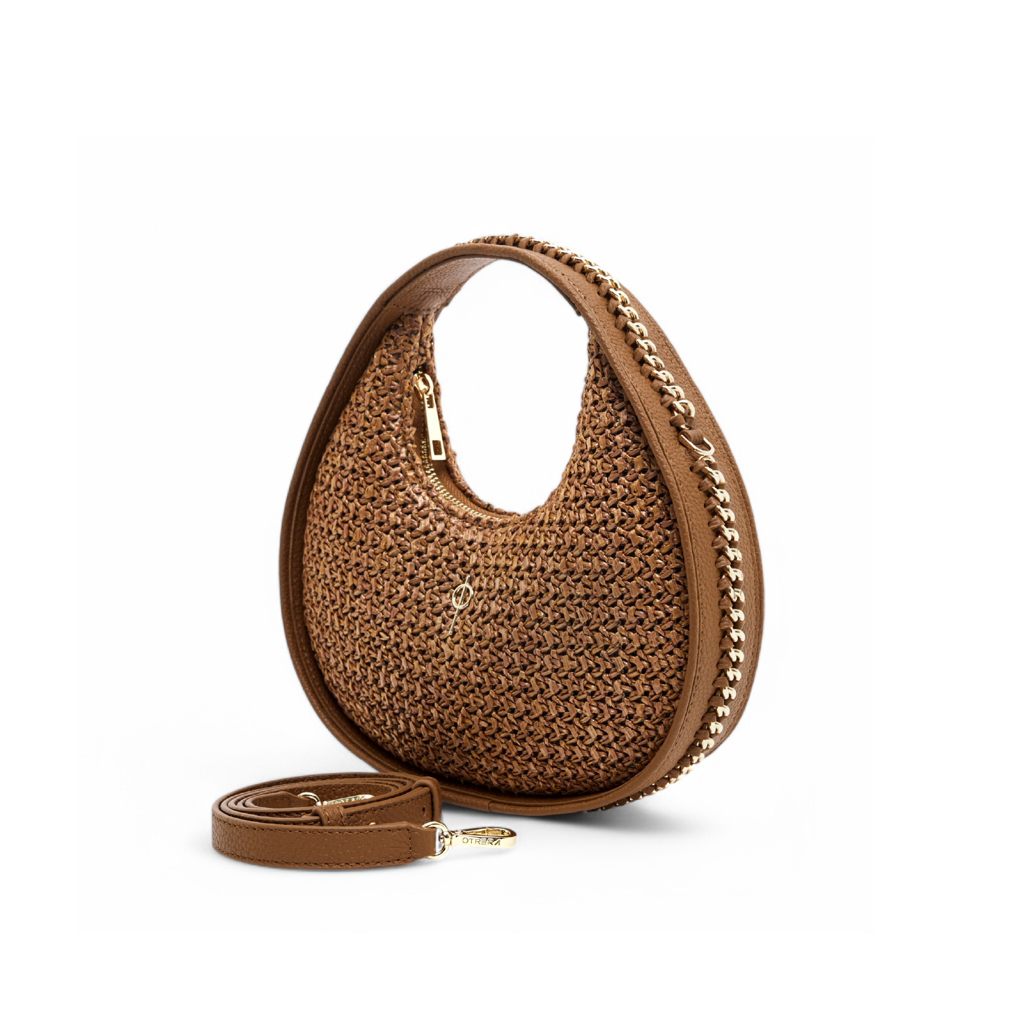 ROUND CHAIN BAG STRAW TAN