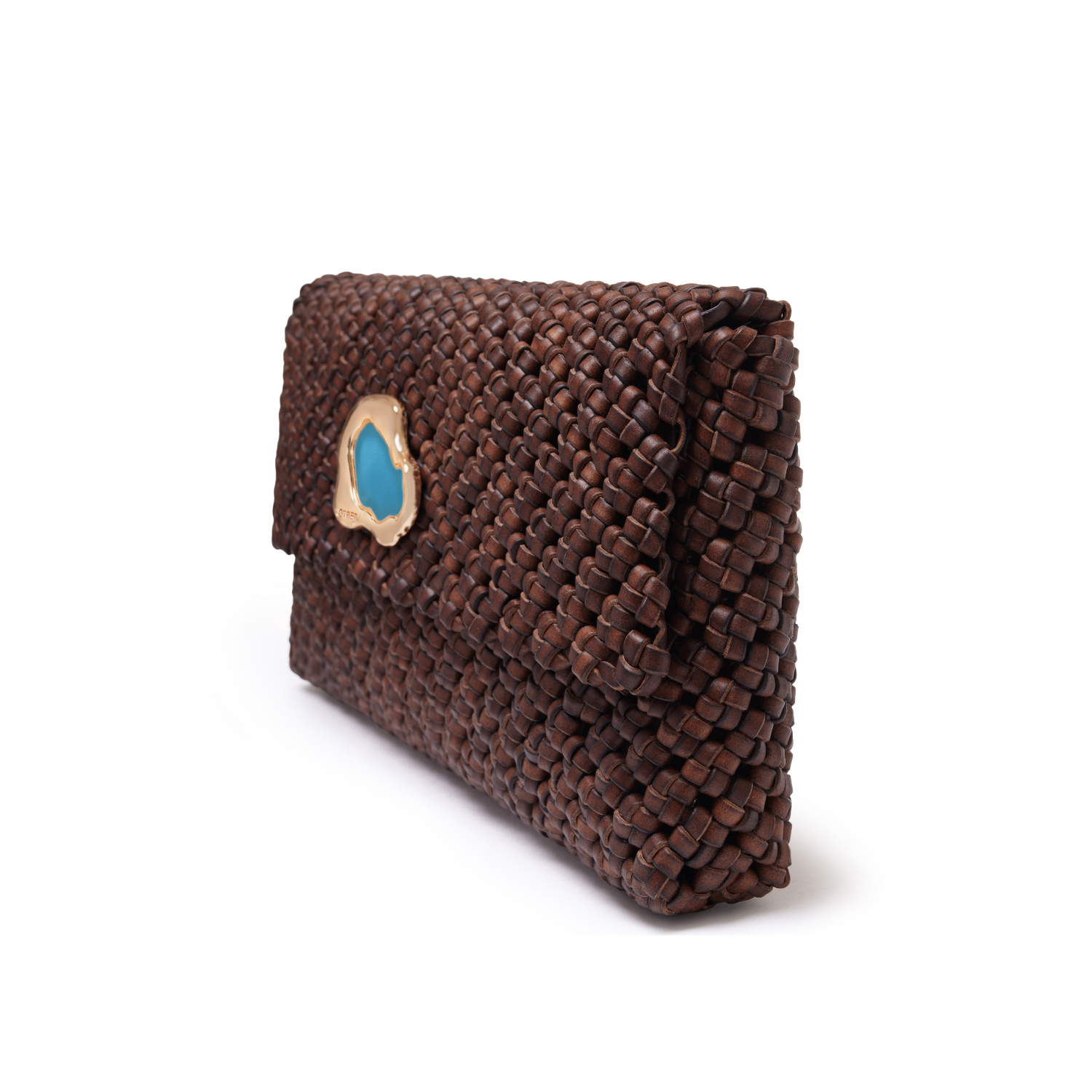 IRIS WOVEN CLUTCH TOBACCO