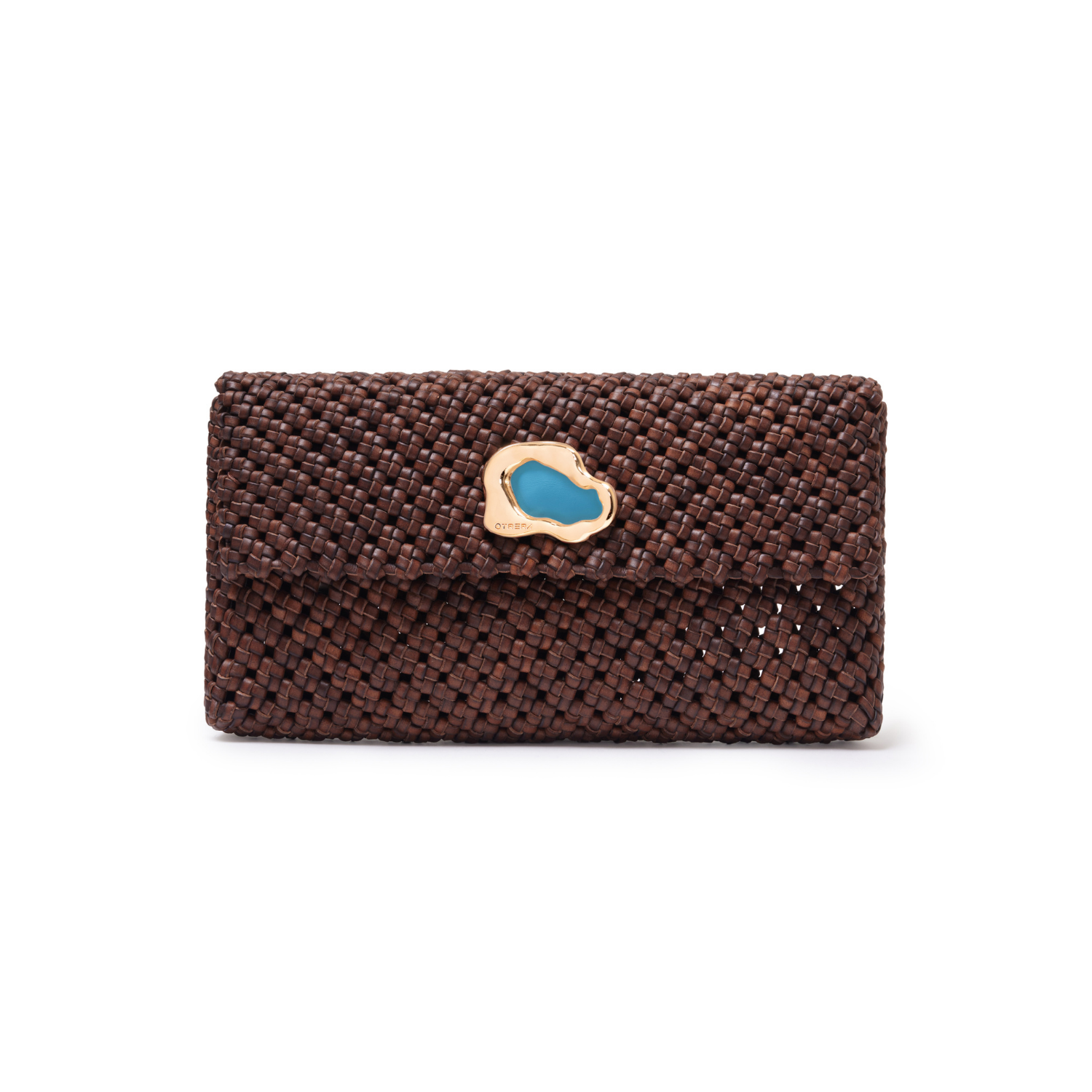 IRIS WOVEN CLUTCH TOBACCO