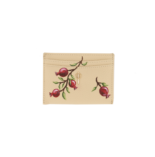 Card Holder Beige Hand Painted