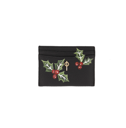 Card Holder Black Hand Painted New Year