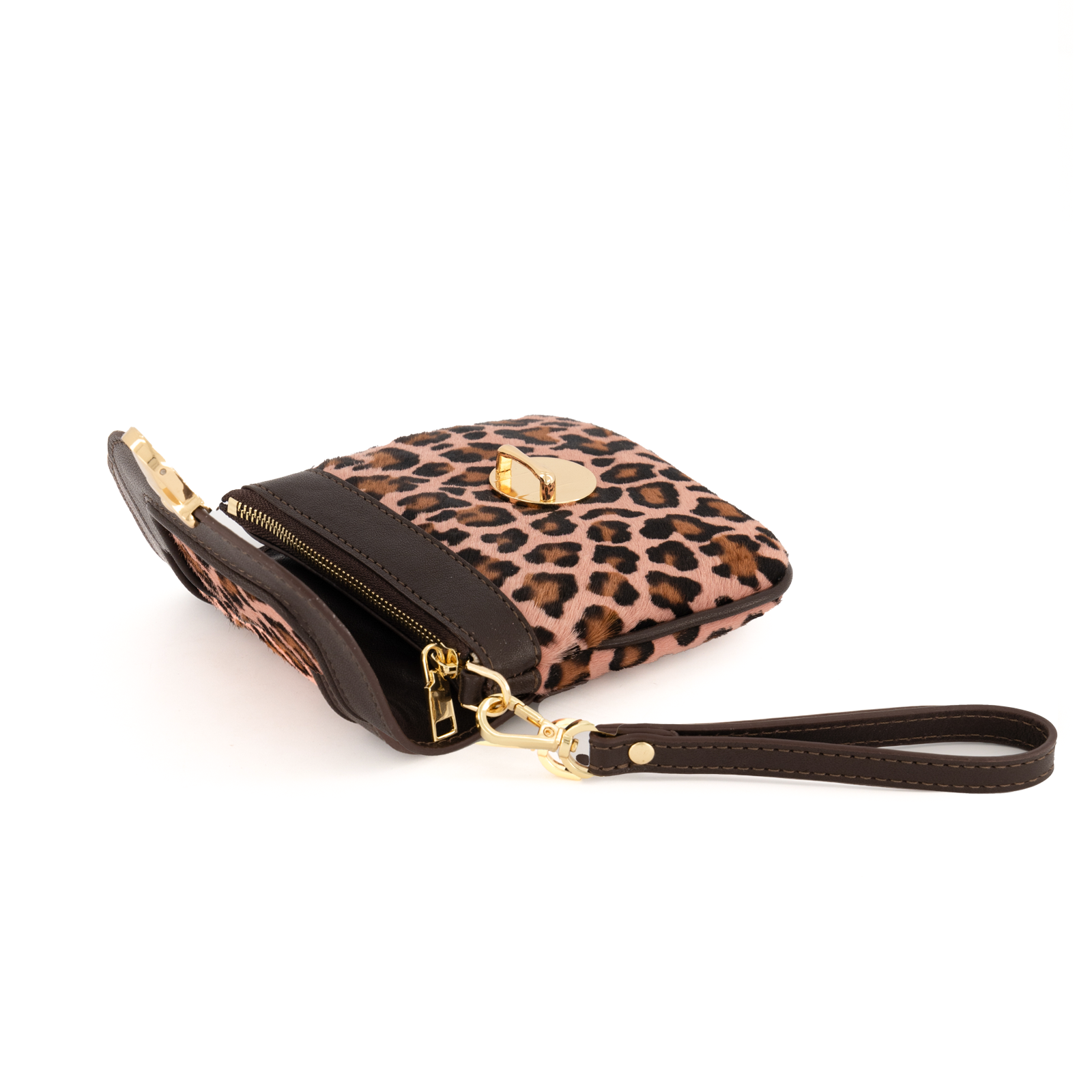 Eos Pony Leather Wallet Leopard Pınk